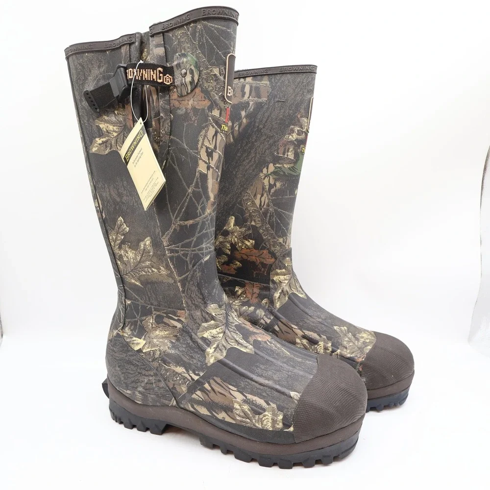 Browning 70100 Waterproof Rubber Boots Mens 8 Camo Hunting NWT
